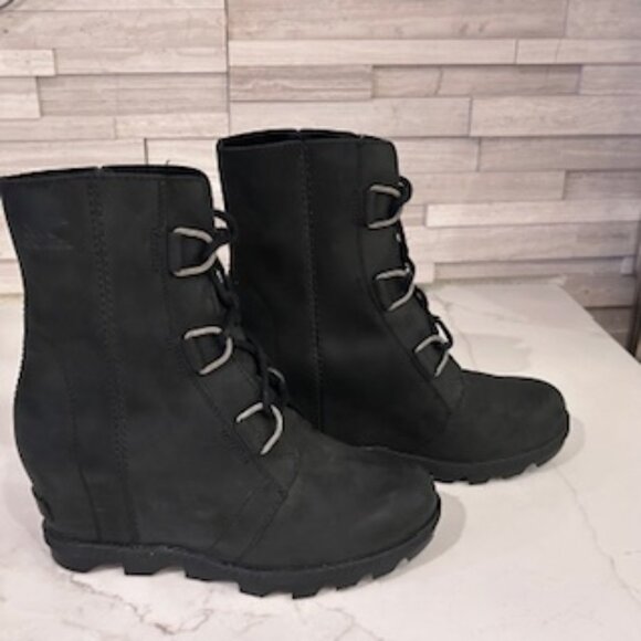 Sorel Leather Lace Up Wedge Boots - Picture 3 of 5